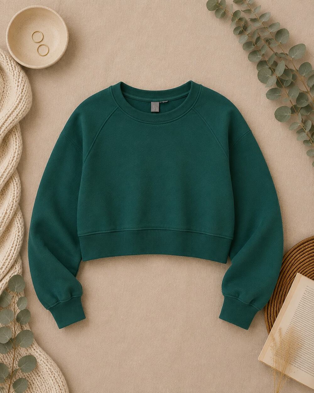 Sweaty Betty Women’s Green Crew Neck Sweatshirt Cropped Pullover Athleisure SZ 4